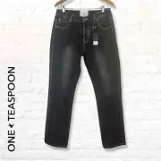 One Teaspoon Black Truckers Jeans in Double Bass Black Wash Size 28 Straight Leg