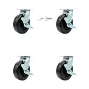 6 Inch Phenolic Caster Set with Ball Bearings 4 Brake 2 Swivel Lock SCC