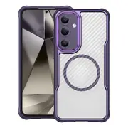 For Samsung Galaxy S24 FE 5G Case, Carbon Texture, MagSafe Compatible Back Cover, Purple