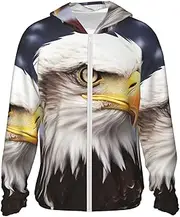 [LHBWCVN] UPF 50+ Light Jacket Full Zip Sun Protection Hoodie for Women Men Long Sleeve Bald Eagle Sun Shirts