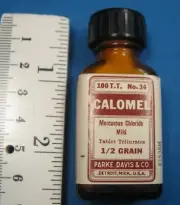VINTAGE PARKE-DAVIS CALOMEL BOTTLE FREE SHIPPING M