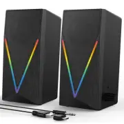 Computer Speakers, Desktop Speakers with 6 Colorful RGB Lights, Headphone Jac...