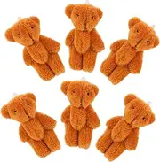ERINGOGO 6pcs Mini Bear Charm Keychain Pendants Adorable Stuffed Animal Decor for Bag Home