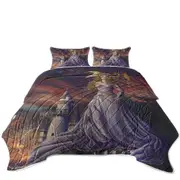 Fantasy Art Castle and the Beautiful Dragon Princess Coverlet
