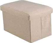 Ciieeo Elegant Linen Storage Box Foldable Footstool Bench Toy Organizer for Home Mall Travel
