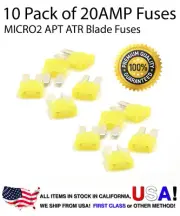 Premium 10 Pack 20 AMP Automotive APT ATR MICRO2 Blade Fuses 20A