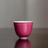 在飛比找ETMall東森購物網優惠-陶瓷手工胭脂紅家用茶具品茗杯