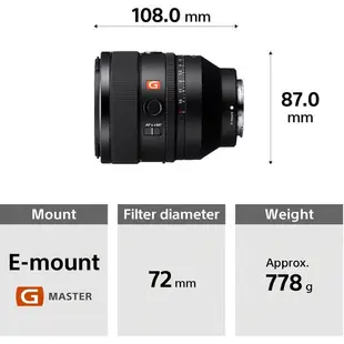 【SONY 索尼】SEL50F12GM FE 50mm f/1.2 GM 標準定焦鏡 (公司貨)