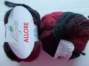 Rozetti Allore brushed wool blend yarn w/ sparkle, Rosso, lot of 2 (109 yds ea)
