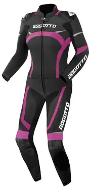 Bogotto Misano Two Piece Ladies Motorcycle Leather Suit, black-pink, Size 34 for Women Black Pink