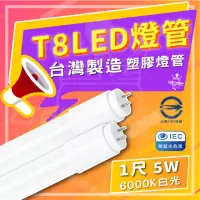 在飛比找momo購物網優惠-【台灣】25入組 T8 LED 1尺 塑膠燈管 省電燈管 1