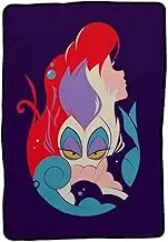 Franco Disney Princess Ariel & Ursula Little Mermaid Bedding Super Soft Micro Raschel Throw Blanket, 62 in x 90 in, (Official) Disney Product Collectibles