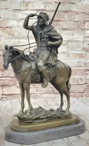 Arab on Horse by Barye commanding bronze sculpture 15 pounds Figurine Statue