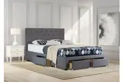 Istyle Chester Double Drawer Storage Bed Frame Fabric Grey