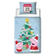 Peppa Pig George Toddler Duvet Cover And Pillowcase Set Santa Christmas Bedding