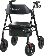 Farani All Terrain Rollator Walker with Seat- 10" Non-Pneumatic Tires, Cushion S