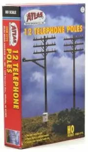 12 TELEPHONE POLES HO SCALE ATLAS LAYOUT DIORAMA 775