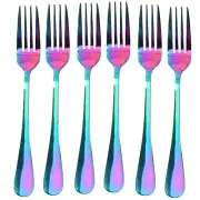 Stainless Steel Table Forks Set, 6Pcs Color Stainless Steel Tableware Cutle L9C9