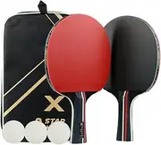 Kisangel 1 Set Professional Table Tennis Rackets for Beginners Slip Grip Lightweight Design Suitable for All Ages for Training