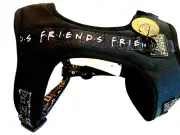 SASSY WOOF Harness FRIENDS BLACK Size MEDIUM Adjustable