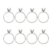 2x 4pc Bread and Butter Alloy Stag Head Napkin Rings Serviette Holder Silver