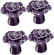 Angoily 2sets Stylish Shaped Ceramic Kitchen Cupboard Drawer Knobs Hidden Door Handles Ceramic Pulls for Cabinets Simple Practical 2pcs*2