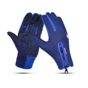 1Pair Waterproof Sports Gloves Touch Screen Glove Anti Slip Palm for Driving Cycling Skiing Dark Blue_XL