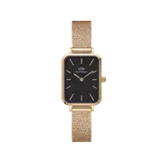 Daniel Wellington Quadro 20X26 Pressed Melrose Rose Gold & Black Watch