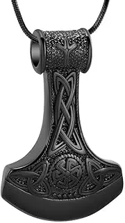 BIAIHQIE Cremation Urn Necklace Ashes Jewelry for Men Women Jewelry Hammer Keepsake Memorial Urn Pendant Ashes Holder-Black