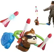 Kids Rocket Launch Toy,Foam Airplane Launching Pad Stomper Rocket with Monkey | Jump Sport Game Fun Outdoor Activities for Backyard & Easter