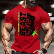 Men's Orangutan Letter T Shirt Tee Top Cotton Short Sleeve Graphic Shirt Black White Red Comfortable Tee Sports Outdoor Holiday Fashion Designer Clothing