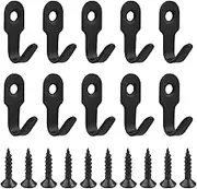 Wall Hooks for Hanging 10 Set Black Wall Mounted Coat Hooks, Metal Wall Hooks for Coats, Heavy Duty Single Prong Wall Hooks, for Towel, Key, Robe, Scarf, Bag, Cap, Coffee Cup, Mugs, with Screws