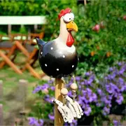 Resin Chicken Garden Sculpture Decorations Big Eyes Hanging Feet Chicken Miniature Crafts Home Gardening Ornaments(1 Pack,Black)