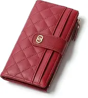 [SENDEFN] Purses for Women RFID Blocking Large Capacity Purse Bifold Ladies Purse Long Wallet for Women with 1 Zip Coin Pocket, 11 Card Slots, Burgundy