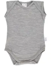 [Merino Baby] Singlet Merino Bodysuit in Grey Marle