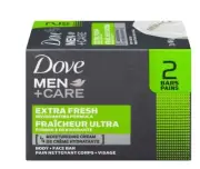 Dove Men+Care Extra Fresh Body and Face Soap Bar, Pack of 2 Bars, 3.75 Oz Each