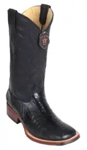 Los Altos BLACK Ostrich LEG Square Toe TPU Rubber Sole Western Boot D 8260505