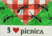 I Love Picnics Hand Painted Needlepoint Canvas