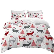 Christmas Tree Deer and Snow Pattern Quilt Cover