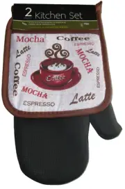Kitchen Oven Mitt and Potholder Set ~ COFFEE BREWS