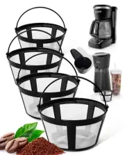 4 Packs Reusable Coffee Filters with Handle For 8-12 Cup Mr. Coffee, Black & ...