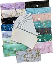 1 Set Marble Pattern Cash Envelopes with Budget Sheets Reusable Budgeting Kit for Personal Finance Management Envelopes Stickers