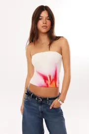 [Supré] Supré - Sleek Indi Tube Top - Lilies lemon puff L LILIES LEMON PUFF