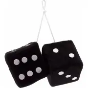 LARGE BLACK FUZZY HANGING DICE mirror fur car PLUSH die fluffy hang 3 inch NEW (for: Ford)