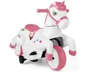 Unicorn Kids Ride on Car 12V Electric Pony Toy w/Training Wheels Motorized Play Horse Motorcycle Pink