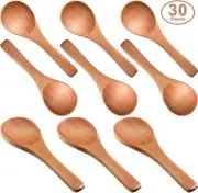 30 Pieces Small Wooden Spoons Mini Nature for Jars Tasting Condiments Salt Oil
