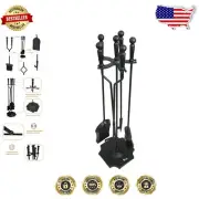 Elegant 5-Piece Cast Iron Fireplace Tool Set - 31.5'' Stand with Accessories