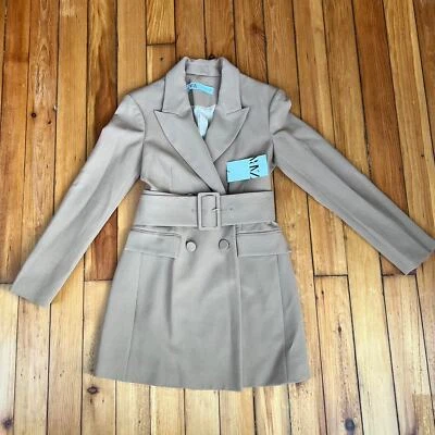 Zara tan camel blazer dress SMALL NWT 2298/703/704