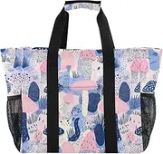 [sanluoli] Tote Bag For Women Collapsable Beach Bags With Pockets Canvas Cars Tote Bag, Pastel Mushroom, 1 size