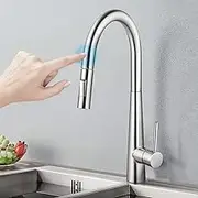 ACA International WELS Touch-Sensitive Kitchen Mixer Tap Solid Brass Kitchen Pull-Out Faucet Taps 2-Mode Spray Swivel Laundry Sink Basin Taps(Brushed Nickel)